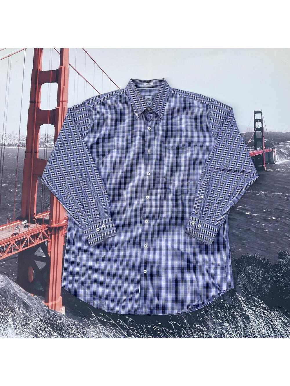 Peter Millar Shirt Mens Sz L Check Plaid Cotton Long Sleeve Button Up Multicolor